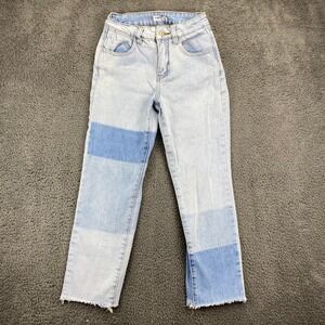 Rue21 Women's Light Wash Patchwork Denim‎ Jeans Raw Hem Size 0